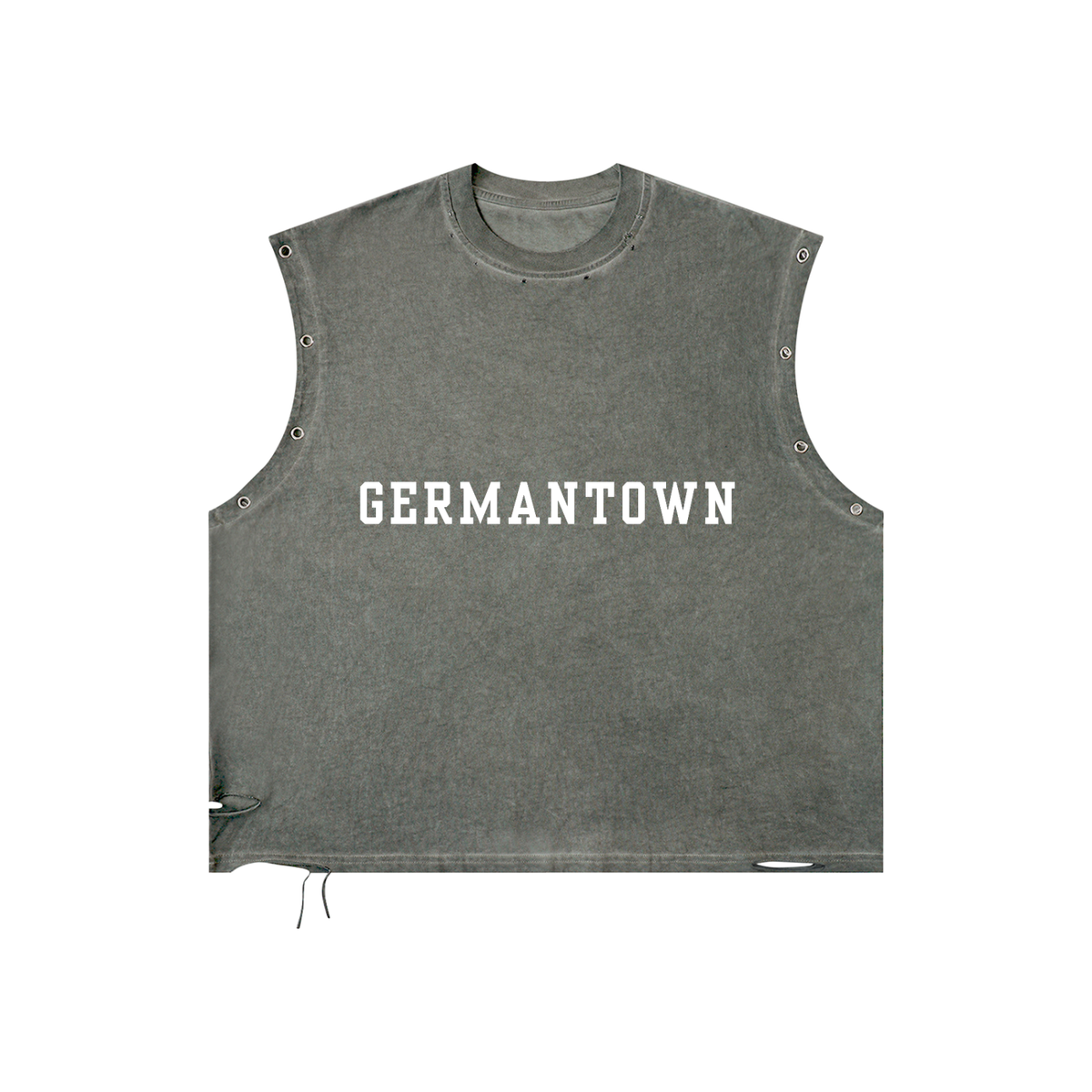 CITY distressed grommet eyelet tank top