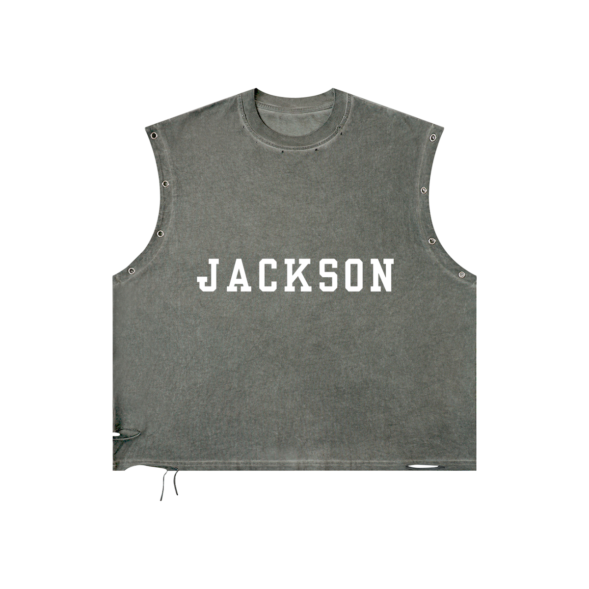 CITY distressed grommet eyelet tank top