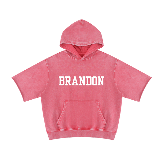 BRANDON unisex mineral wash short sleeve hoodie