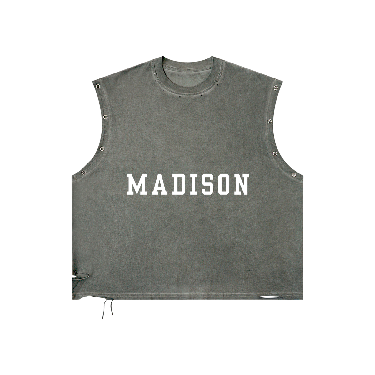 CITY distressed grommet eyelet tank top