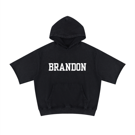 BRANDON unisex mineral wash short sleeve hoodie